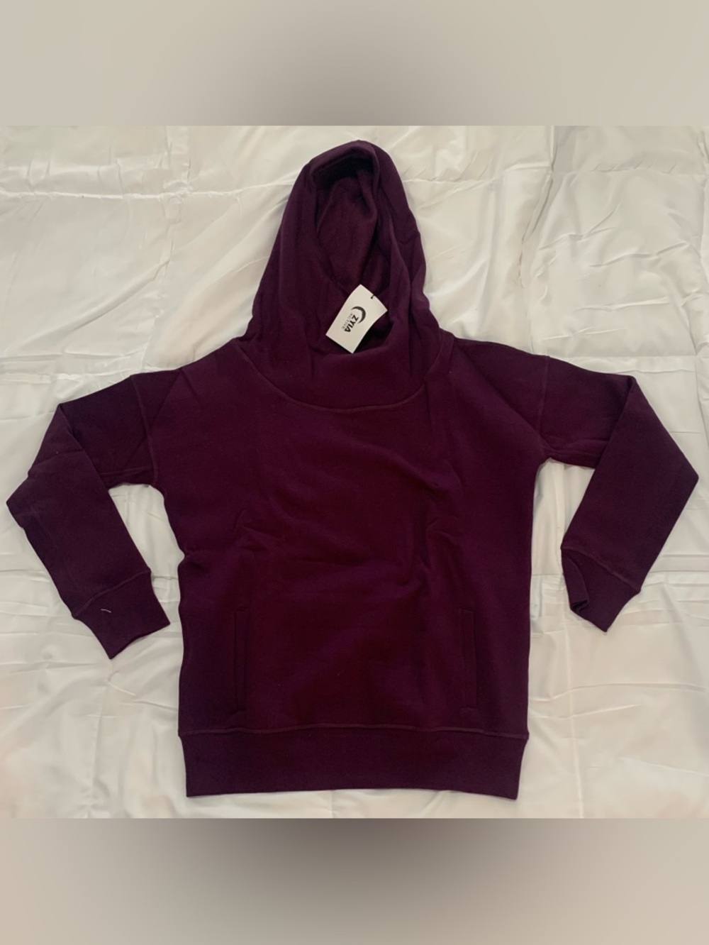 NWT Zyia Active Oh So Soft Cowl Hoodie Pocket Purple Pullover Size Medium